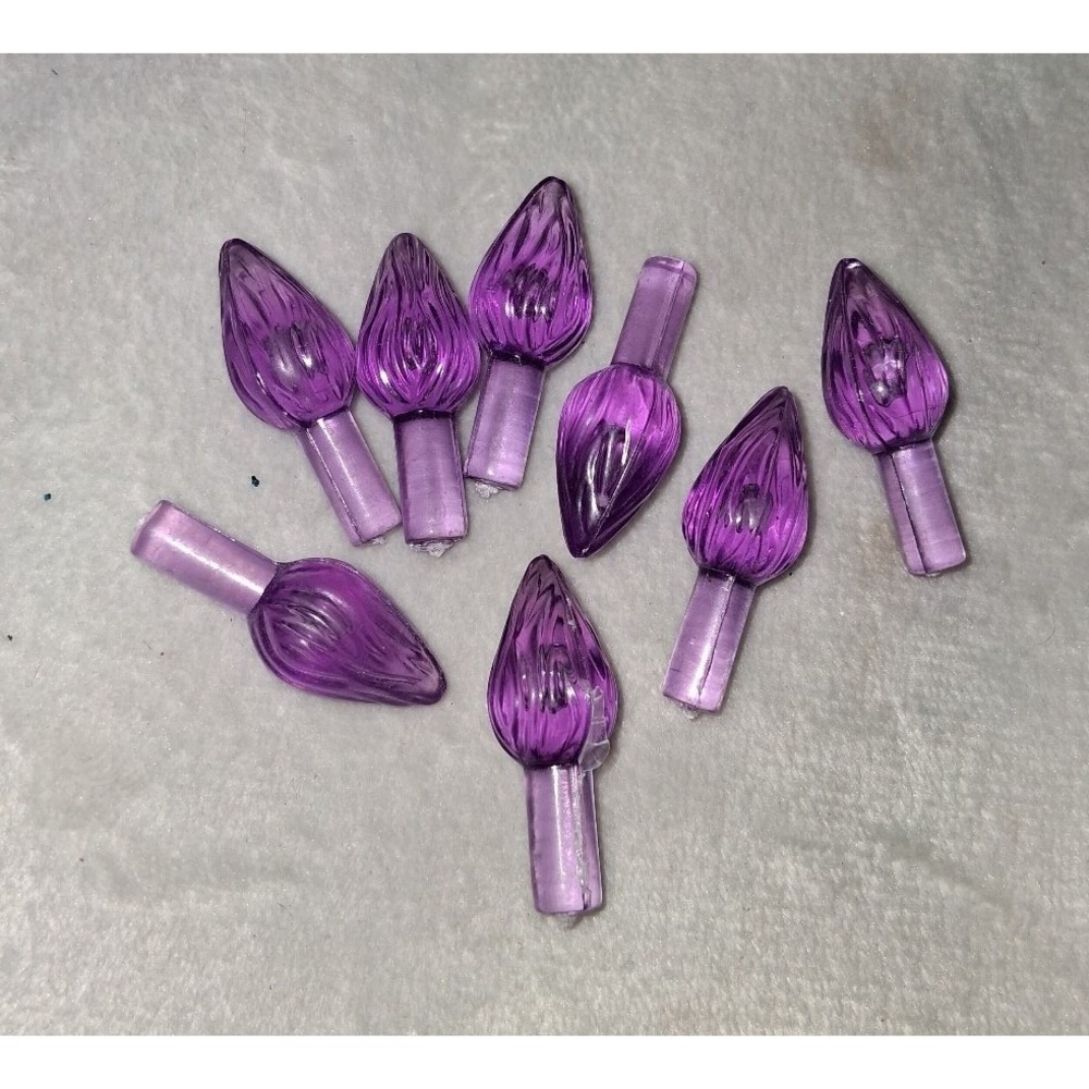 Vintage Narco Christmas Tree Light Bulbs Purple Medium Twist Lot of 8 1" Replace